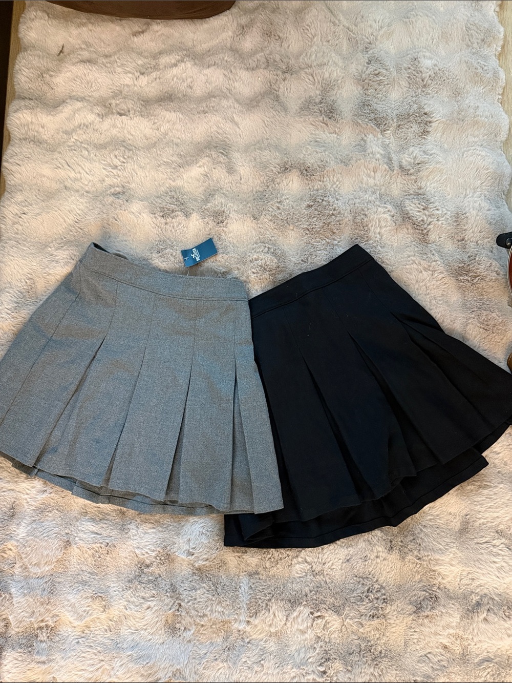 Hollister Pleated Mini Skirt Pair - Gray and Black